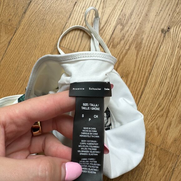 Proenza Schouler Swim One Piece Halter Swimsuit White Floral Print Sz Small - Picture 2 of 6